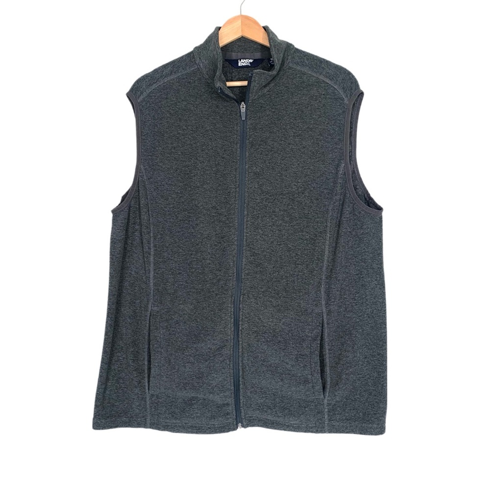 Lands End Women’s Fleece Vest in Gray Size 1X 16W-18W Full Front Zip